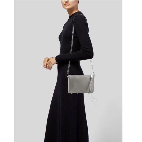 Rebecca Minkoff Tope Leather Shoulder Crossbody Bag Chain Studs Moto Boho Fringe - Picture 12 of 13